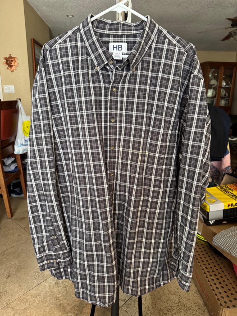 Men's Brown Plaid Button-Down Shirt